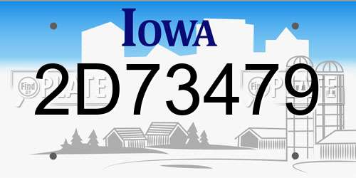 2D73479 Iowa License Plate