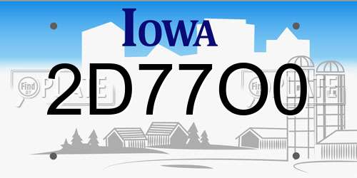 2D77O0 Iowa License Plate