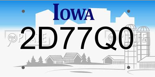 2D77Q0 Iowa License Plate