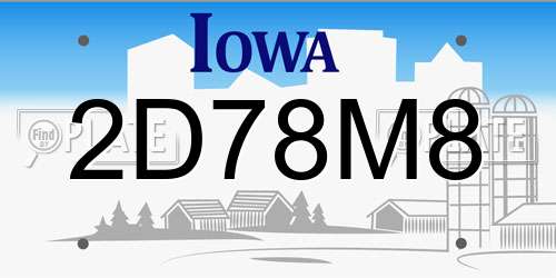 2D78M8 Iowa License Plate