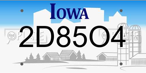 2D85O4 Iowa License Plate