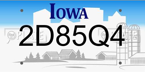 2D85Q4 Iowa License Plate