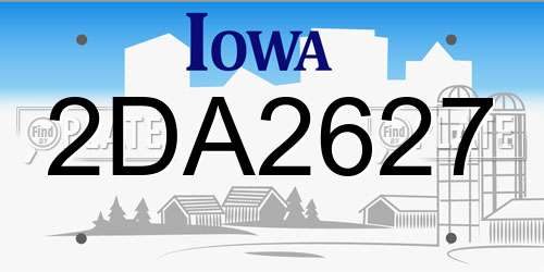 2DA2627 Iowa License Plate