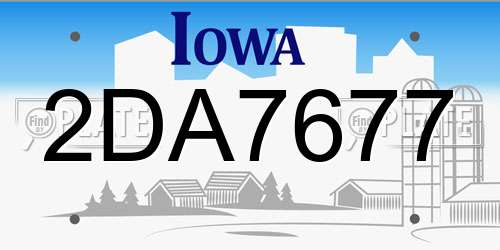 2DA7677 Iowa License Plate