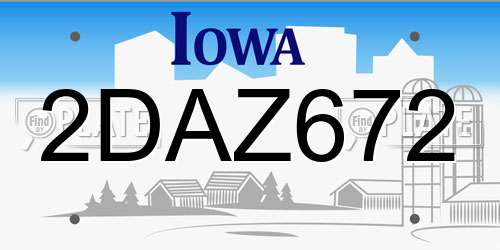 2DAZ672 Iowa License Plate
