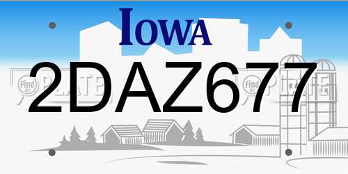 2DAZ677 Iowa License Plate