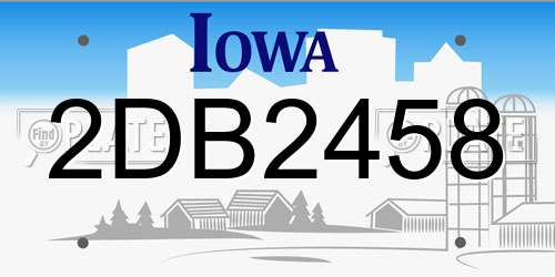 2DB2458 Iowa License Plate