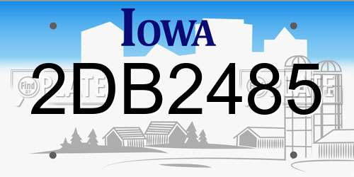 2DB2485 Iowa License Plate