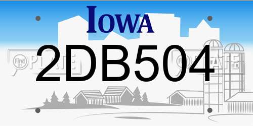 2DB504 Iowa License Plate