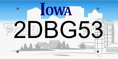 2DBG53 Iowa License Plate