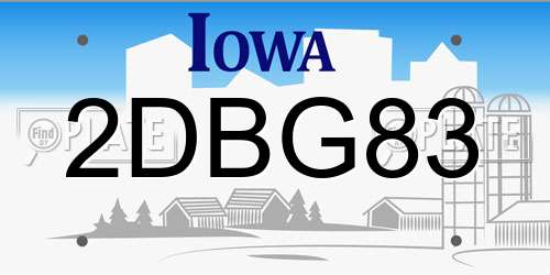 2DBG83 Iowa License Plate