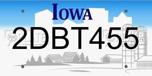 2DBT455 Iowa License Plate