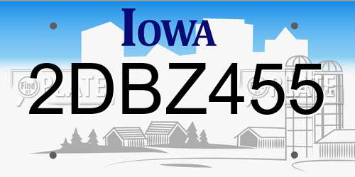 2DBZ455 Iowa License Plate