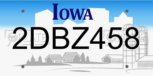 2DBZ458 Iowa License Plate