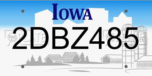 2DBZ485 Iowa License Plate