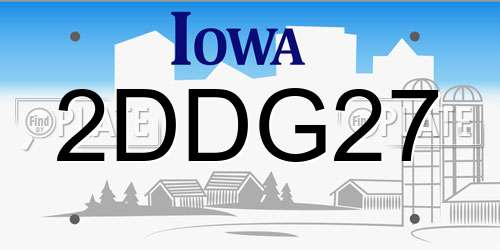 2DDG27 Iowa License Plate