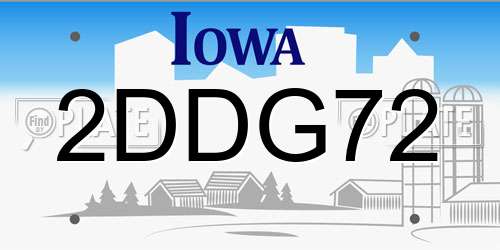 2DDG72 Iowa License Plate