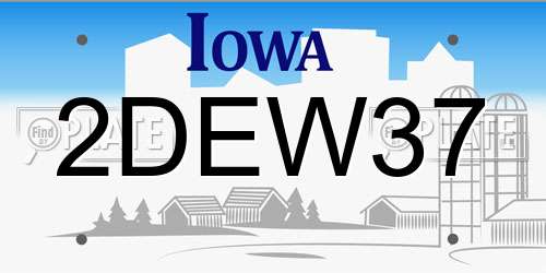 2DEW37 Iowa License Plate