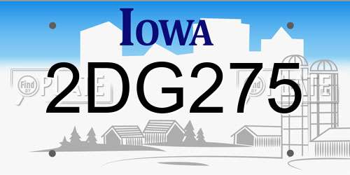 2DG275 Iowa License Plate