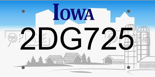 2DG725 Iowa License Plate