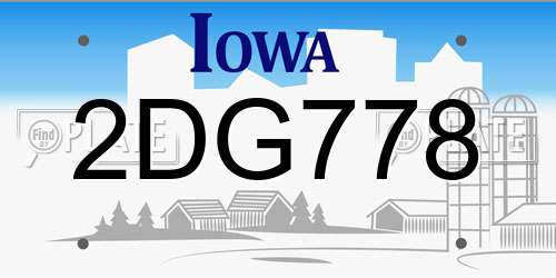 2DG778 Iowa License Plate