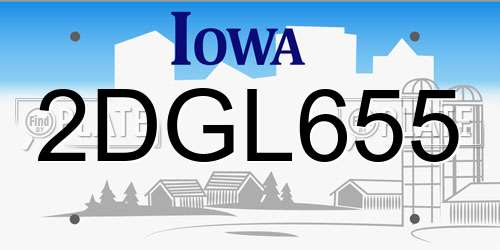 2DGL655 Iowa License Plate