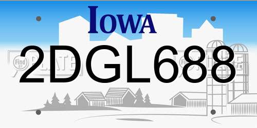 2DGL688 Iowa License Plate