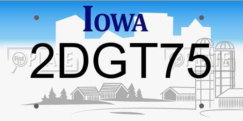 2DGT75 Iowa License Plate