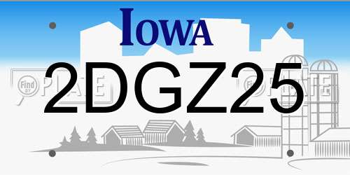 2DGZ25 Iowa License Plate