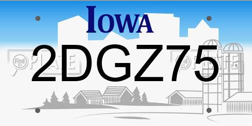 2DGZ75 Iowa License Plate