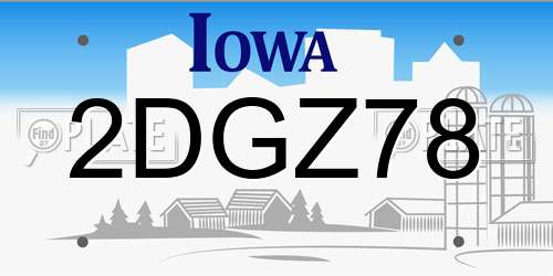 2DGZ78 Iowa License Plate