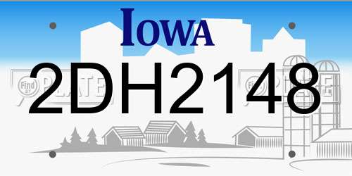2DH2148 Iowa License Plate