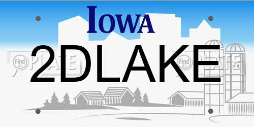2DLAKE Iowa License Plate