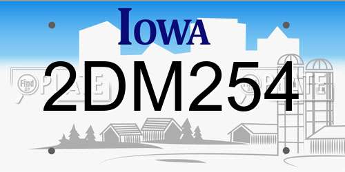 2DM254 Iowa License Plate