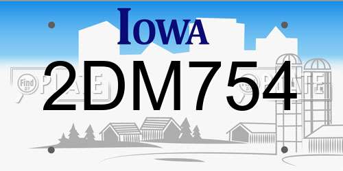 2DM754 Iowa License Plate