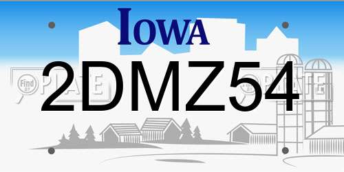 2DMZ54 Iowa License Plate