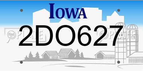 2DO627 Iowa License Plate