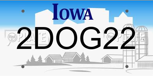 2DOG22 Iowa License Plate