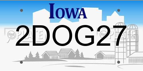 2DOG27 Iowa License Plate