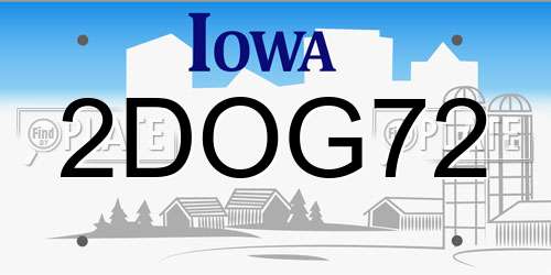 2DOG72 Iowa License Plate