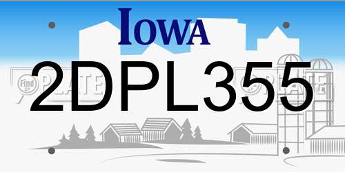 2DPL355 Iowa License Plate