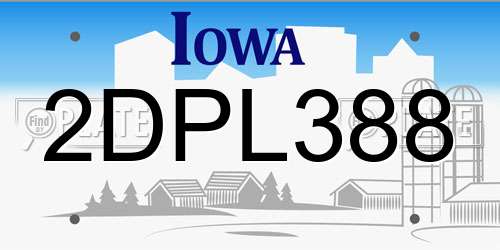 2DPL388 Iowa License Plate