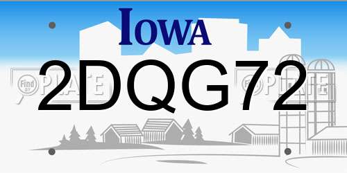 2DQG72 Iowa License Plate