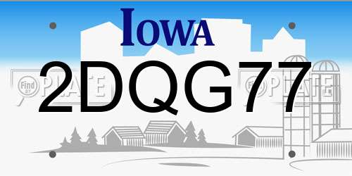 2DQG77 Iowa License Plate