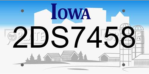 2DS7458 Iowa License Plate