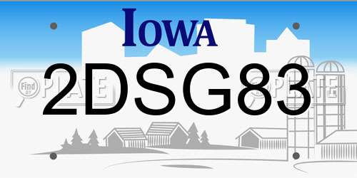 2DSG83 Iowa License Plate