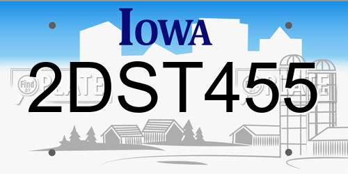 2DST455 Iowa License Plate