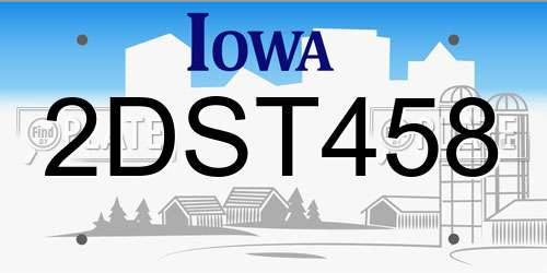 2DST458 Iowa License Plate