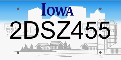 2DSZ455 Iowa License Plate