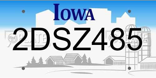 2DSZ485 Iowa License Plate